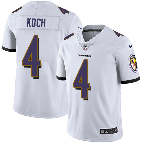 Nike Ravens #4 Sam Koch White Men's Stitched NFL Vapor Untouchable Limited Jersey